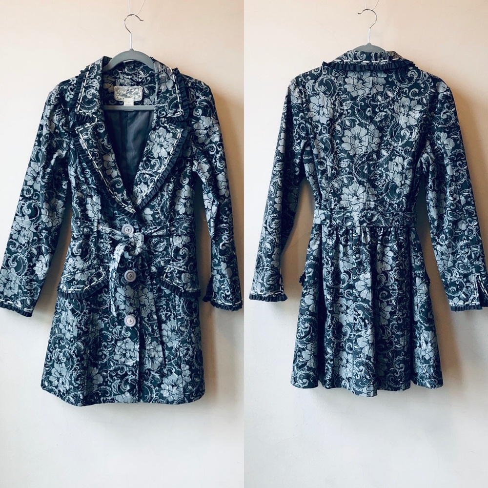EUC Nick & Mo Floral Print Brocade Car Coat Size L